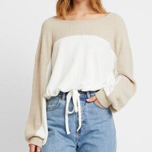 Women's Medium Neutral Tan & White Adjustable Hollister Sweater